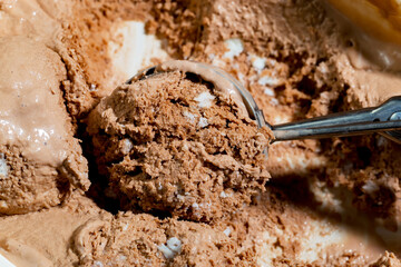 Ice cream scoop in a spoon 