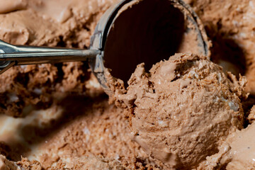 Ice cream scoop in a spoon 