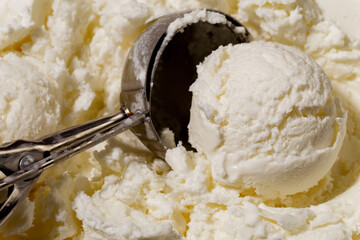 Ice cream scoop in a spoon 