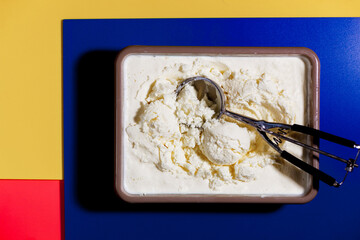 Ice cream scoop in a spoon 
