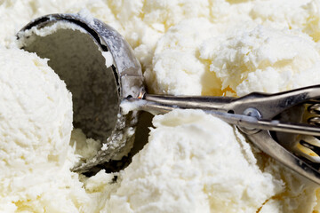Ice cream scoop in a spoon 