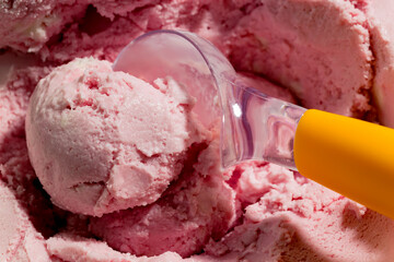 Ice cream balls with spoon