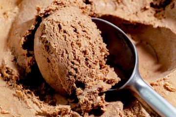 Ice cream scoop in a spoon 