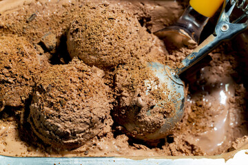 Ice cream balls, sweet dessert