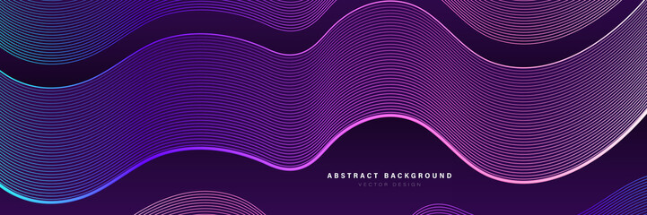 Abstract purple pink and blue gradient wave stripe lines background. Modern dynamic wave lines vector creative design. Colorful flow wave graphic texture. Suit for poster, cover, banner, presentation