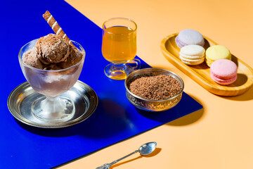 Ice cream balls with spoon