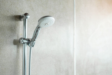  shower head with wall background in modern bathroom - obrazy, fototapety, plakaty