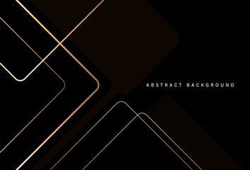 Abstract black luxury background with golden triangle lines. Modern simple overlap geometric triangle lines template design. Suit for cover, poster, website, brochure, flyer, presentation, banner