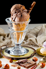Ice cream on the table on a light background