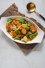 a plate of sauteed vegetables