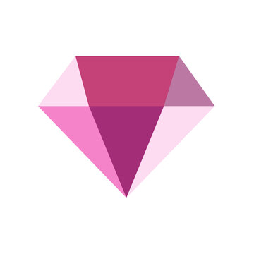 Vector pink diamond icon isolated on white background. Simple flat element for design