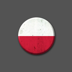 Poland flag. Round badge. Isolated on a gray background. 3D illustration. Signs and Symbols.