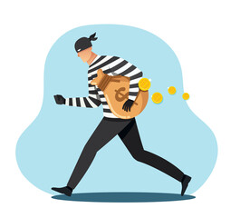 thief character. bandit cartoon vector illustration - obrazy, fototapety, plakaty