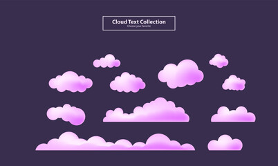 cartoon clouds collection set background flat gradient vector illustration wallpaper element sign