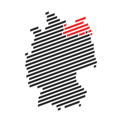 Mecklenburg-Vorpommern: Moderne Deutschlandkarte mit roter Markierung vom Bundesland