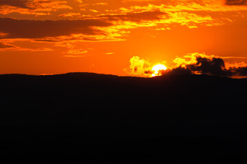 10月、北海道美瑛の日没風景・日本