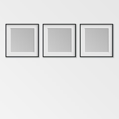  three poster frames isolated on a white background