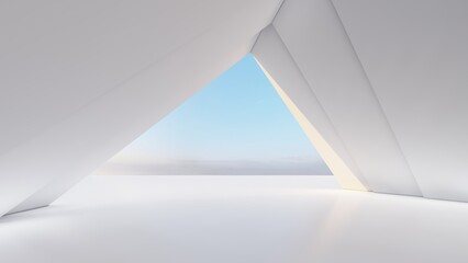 Architecture background triangular arched interior 3d render