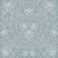 Floral vintage seamless pattern for retro wallpapers. Enchanted Vintage Flowers. Arts and Crafts movement inspired. Design for wrapping paper, wallpaper, fabrics and fashion clothes. - 487047855