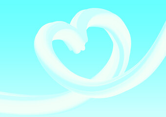 Fototapeta premium heart shaped clouds in the blue sky. Valentine's day illustration.