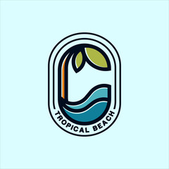 Tropical beach logo design illustration for your business