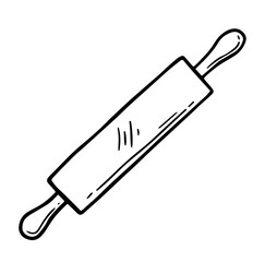 Rolling Pin For Dough Kitchenware Vintage Vector. Wooden Rolling Pin Pastry Cooking Tool Ware. Bakery Kitchen Utensil Item Engraving Mockup Hand Drawn In Retro Style Black And White Illustration