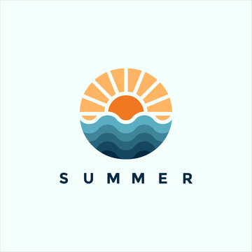 Summer beach logo design illustration for your business