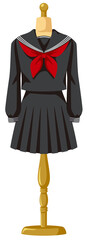 赤リボンセーラー服のトルソーアイコン（黒）