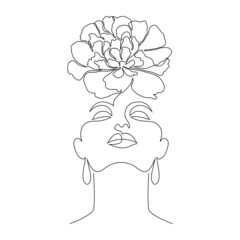 Lineart girls in the style of minimalism on a white background in svg format