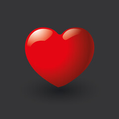 Shiny 3d vector heart. Valentine romantic background