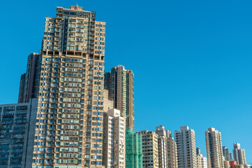 Fototapeta na wymiar Exterior of high rise residential building in Hong Kong city