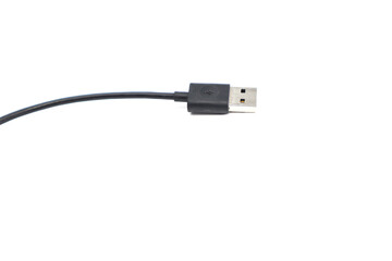 USB cable isolated on white background. USB plug. Protocol, connect and data or information concept.
