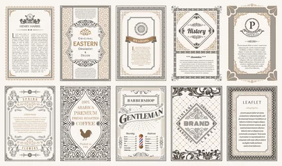 Poster Vintage vector set retro cards. Template greeting card border or invitation © Extezy