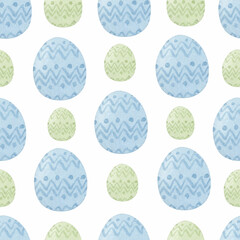Blue and green Easter eggs seamless pattern 