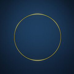 dark blue background with golden glowing circle, 3d render