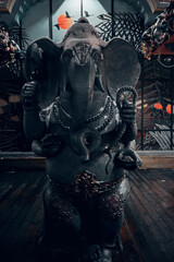 religious statue at night in winter elephant