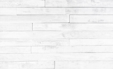 White wooden plank texture background vintage painted wall planks, weathered peeling, decorative solid wood work table.