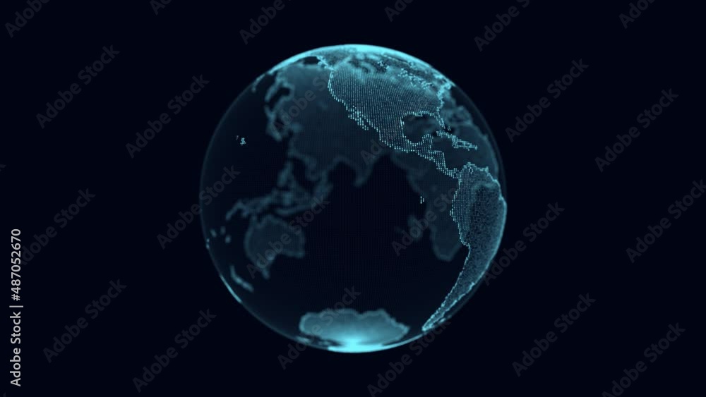 Poster Global world network concept. Safety wireless network connection technology. Big data analytics and visualization. Science background with blue planet Earth. 3D rendering.