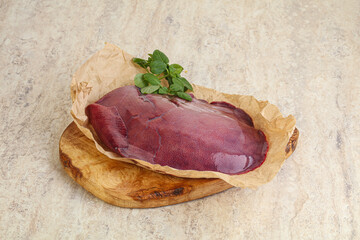 Raw pork liver for cooking