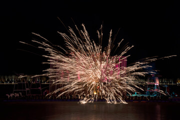 Sparks from molten steel melting at high temperatures, intangible cultural heritage