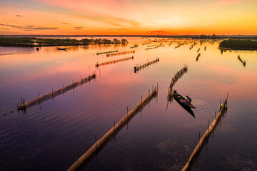 Quang Loi lagoon in group lagoon Tam Giang in Hue, Vietnam