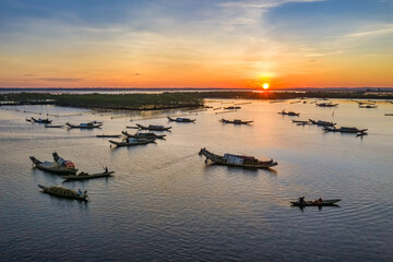 Quang Loi lagoon in group lagoon Tam Giang in Hue, Vietnam