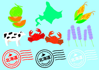 手描きの北海道イラストセット　イラスト素材