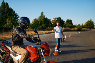 Driving course on motordrome, motorcycle school