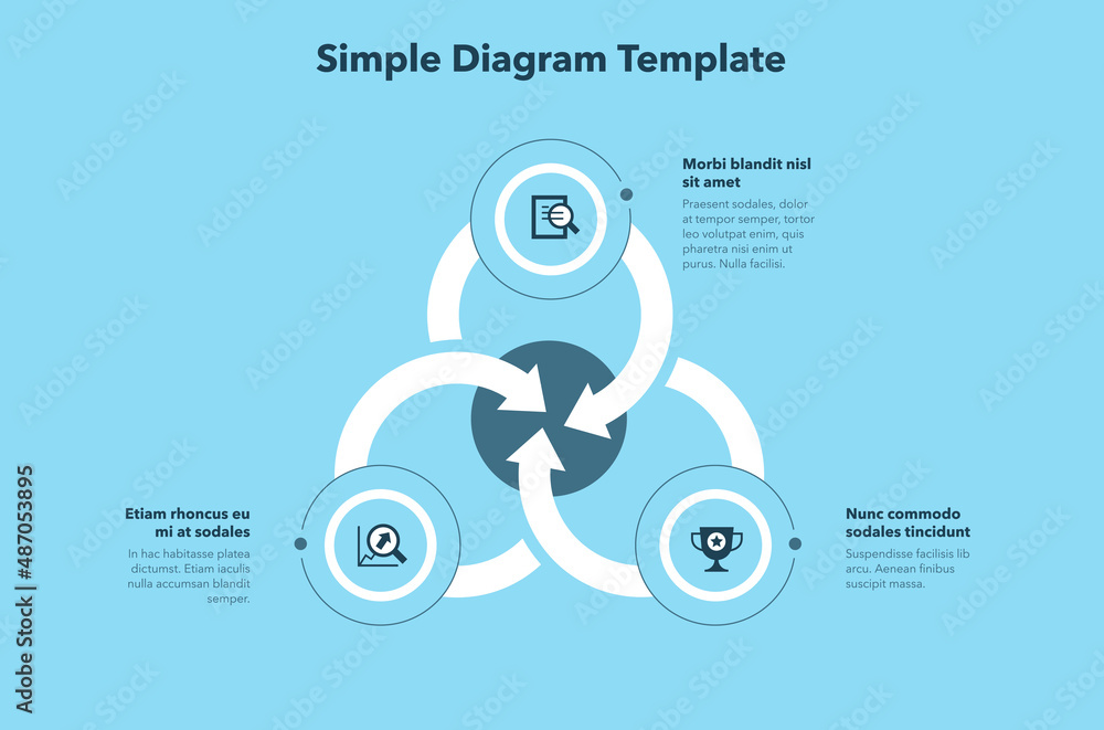Poster Simple business diagram with three steps – blue version. Easy to use for your design or presentation.