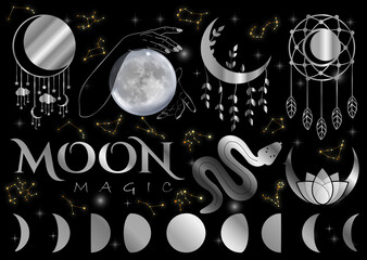 Occult Mystic Moon magic elements