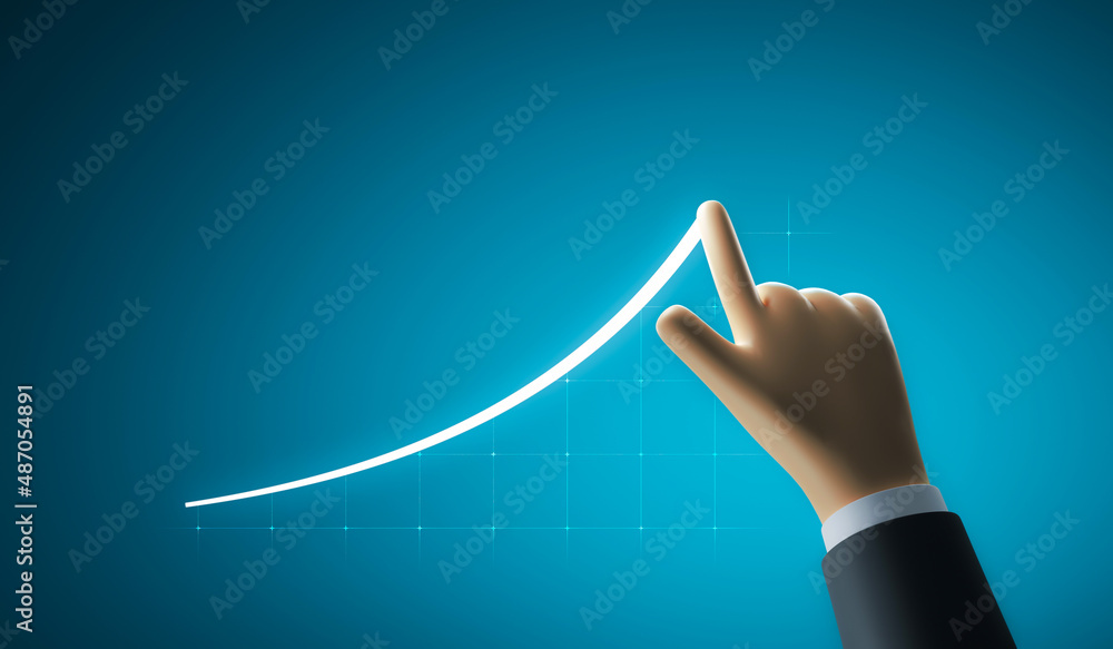 Poster 3d business hand writing development financial graph of data management digital analysis chart conce