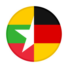 round icon with myanmar and germany flags. vector illustration isolated on white background