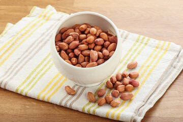Raw peanut heap in the bowl