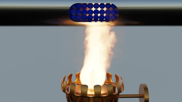 Educational animation in physics indicators how conduction works at the particle level. As heat is applied, the atoms in the metal vibrate more. 3d rendering 